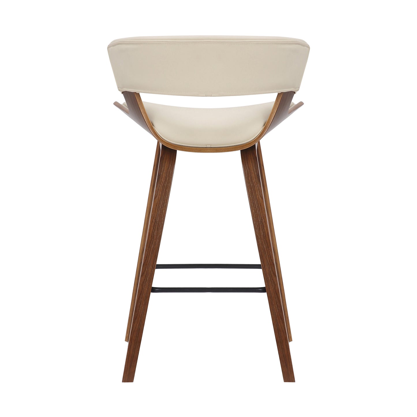 27" Cream And Brown Iron Low Back Counter Height Bar Chair