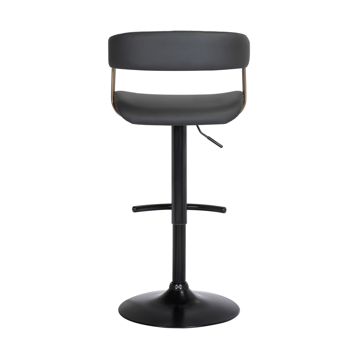 Black Faux Leather And Metal Swivel Adjustable Height Bar Chair