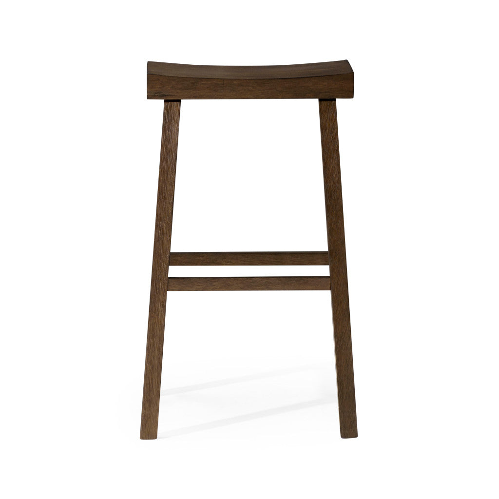 31" Brown Solid Wood Backless Bar Height Bar Chair
